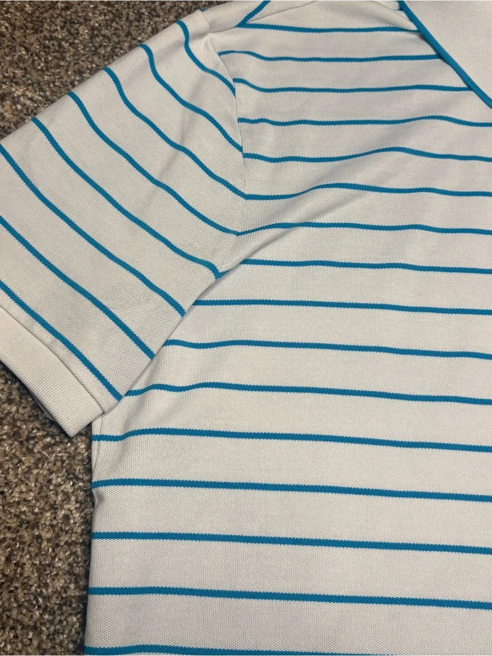 Ralph Lauren Polo Golf White Blue Stripes Men's L Pima Cotton